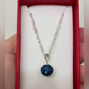Sterling silver simulated sapphire pendant - NWOT